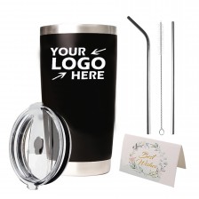 Double Walled Vacuum Insulated Mug With Lid and 2 Straws, For Hot & Cold Drinks